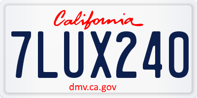 CA license plate 7LUX240