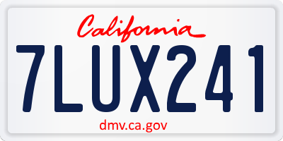 CA license plate 7LUX241