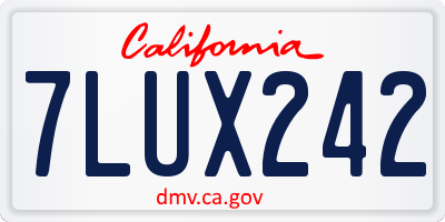 CA license plate 7LUX242