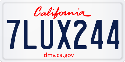 CA license plate 7LUX244