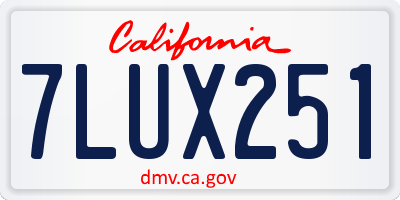 CA license plate 7LUX251