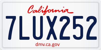 CA license plate 7LUX252