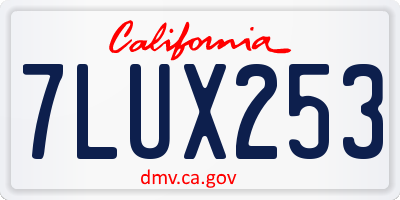 CA license plate 7LUX253