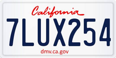 CA license plate 7LUX254