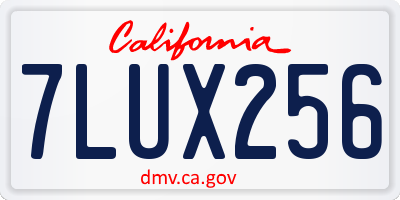 CA license plate 7LUX256
