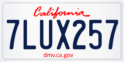 CA license plate 7LUX257