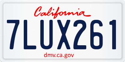 CA license plate 7LUX261