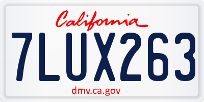 CA license plate 7LUX263