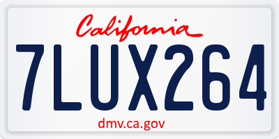 CA license plate 7LUX264