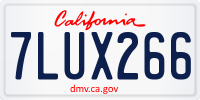CA license plate 7LUX266