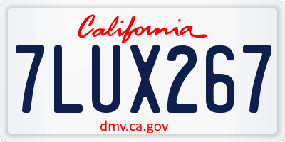 CA license plate 7LUX267