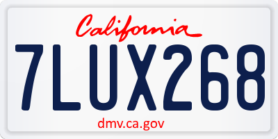 CA license plate 7LUX268