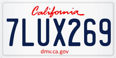 CA license plate 7LUX269