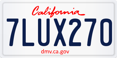 CA license plate 7LUX270