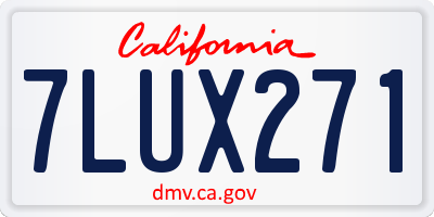 CA license plate 7LUX271