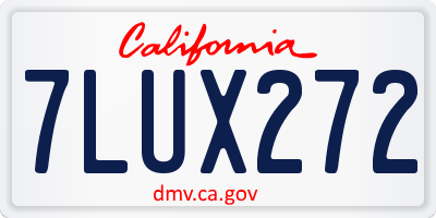 CA license plate 7LUX272