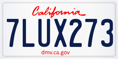 CA license plate 7LUX273