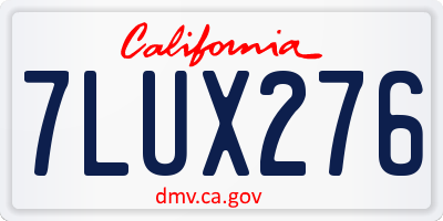 CA license plate 7LUX276