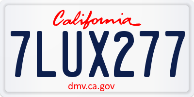 CA license plate 7LUX277