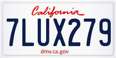 CA license plate 7LUX279