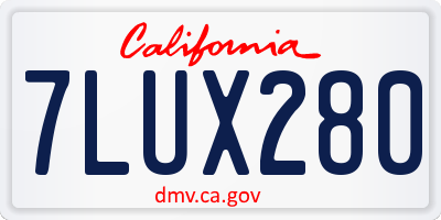 CA license plate 7LUX280