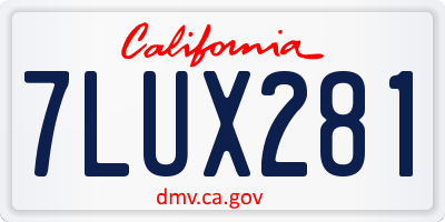 CA license plate 7LUX281