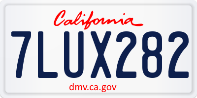 CA license plate 7LUX282