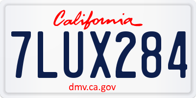CA license plate 7LUX284