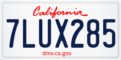 CA license plate 7LUX285