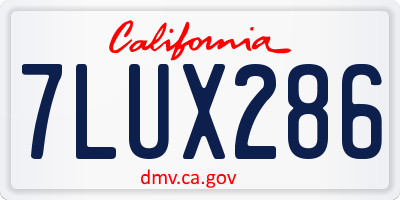 CA license plate 7LUX286