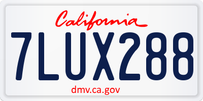 CA license plate 7LUX288