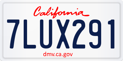 CA license plate 7LUX291