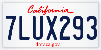 CA license plate 7LUX293