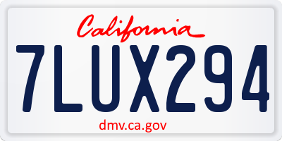 CA license plate 7LUX294