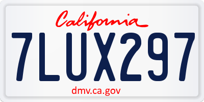 CA license plate 7LUX297