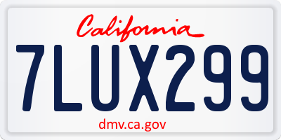 CA license plate 7LUX299