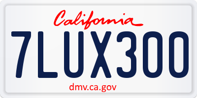 CA license plate 7LUX300