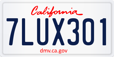CA license plate 7LUX301