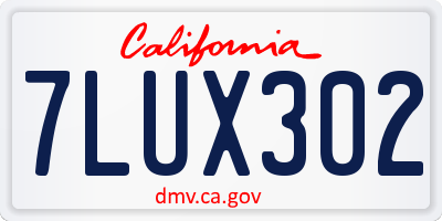 CA license plate 7LUX302