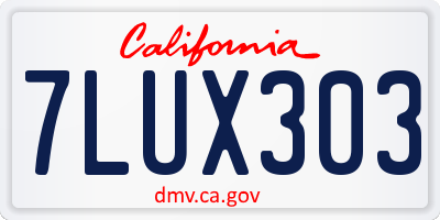 CA license plate 7LUX303