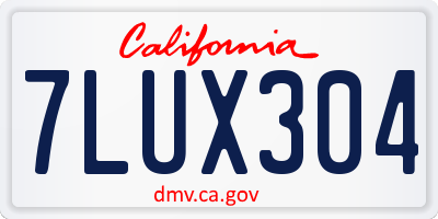 CA license plate 7LUX304