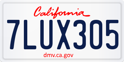 CA license plate 7LUX305