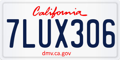 CA license plate 7LUX306