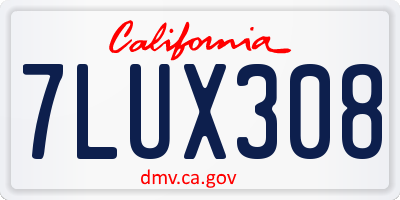 CA license plate 7LUX308