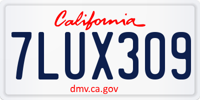 CA license plate 7LUX309