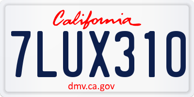 CA license plate 7LUX310