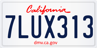 CA license plate 7LUX313