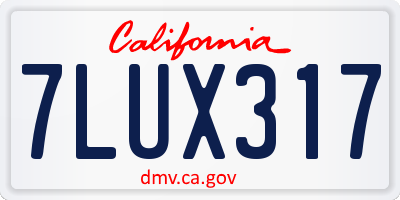 CA license plate 7LUX317