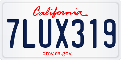 CA license plate 7LUX319