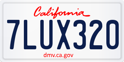 CA license plate 7LUX320